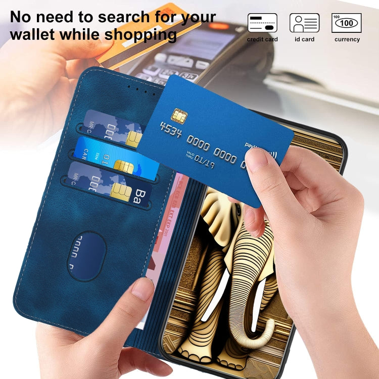 For Samsung Galaxy S22 5G YX0060 Elephant Head Embossed Phone Leather Case with Lanyard(Royal Blue) - Galaxy S22 5G Cases by PMC TechLife | Online Shopping South Africa | PMC TechLife