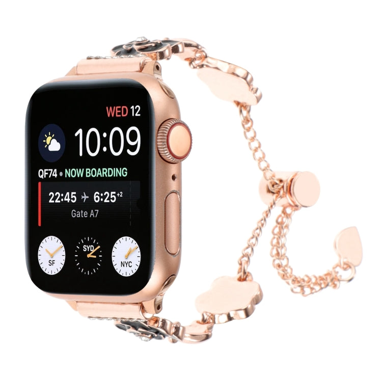 For Apple Watch Series 6 40mm Camellia Metal Chain Bracelet Watch Band(Black Rose Gold) - free shipping - PMC TechLife - Order now!