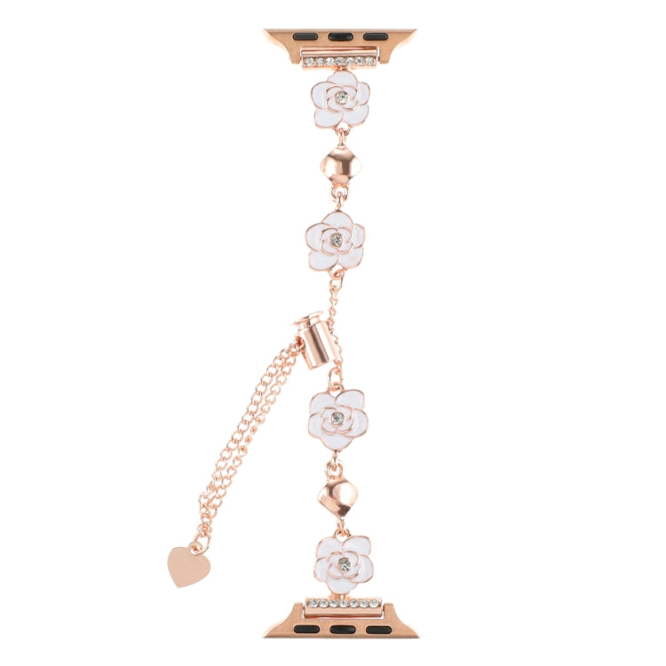 For Apple Watch Series 5 40mm Camellia Metal Chain Bracelet Watch Band(White Rose Gold) - free shipping - PMC TechLife - Order now!