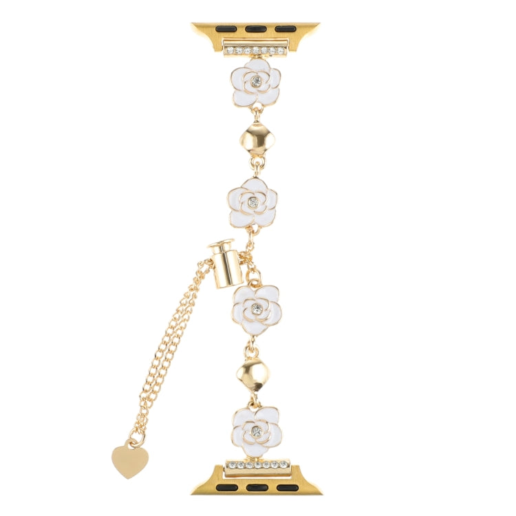 For Apple Watch Series 4 44mm Camellia Metal Chain Bracelet Watch Band(White Gold) - free shipping - PMC TechLife - Order now!
