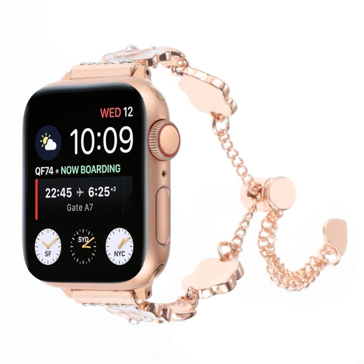 For Apple Watch Series 2 42mm Camellia Metal Chain Bracelet Watch Band(White Rose Gold) - free shipping - PMC TechLife - Order now!