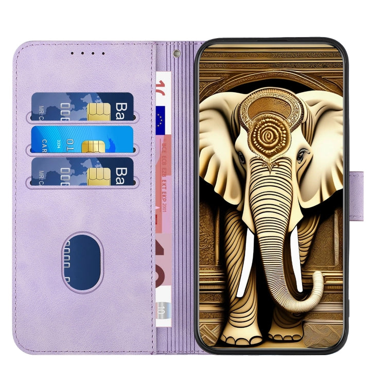 For Xiaomi Redmi K70 YX0060 Elephant Head Embossed Phone Leather Case with Lanyard(Light Purple) - K70 Cases by PMC Jewellery | Online Shopping South Africa | PMC Jewellery | Buy Now Pay Later Mobicred