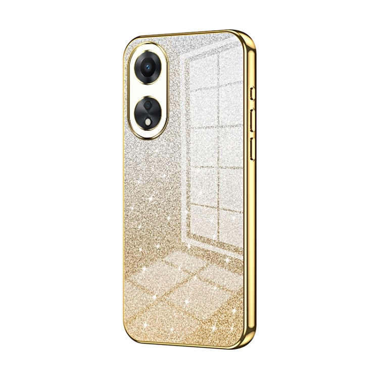 For OPPO A58 5G / A58x 5G Gradient Glitter Powder Electroplated Phone Case(Gold) - OPPO Cases by PMC Jewellery | Online Shopping South Africa | PMC Jewellery | Buy Now Pay Later Mobicred