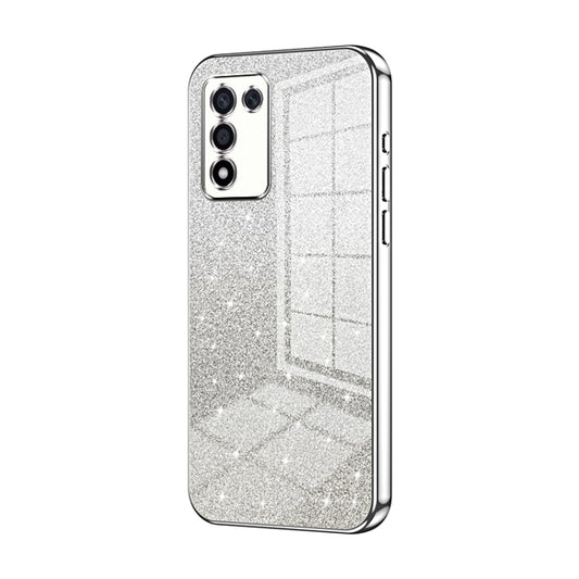 For OPPO K9s / K10 Energy Gradient Glitter Powder Electroplated Phone Case(Silver) - OPPO Cases by PMC Jewellery | Online Shopping South Africa | PMC Jewellery | Buy Now Pay Later Mobicred