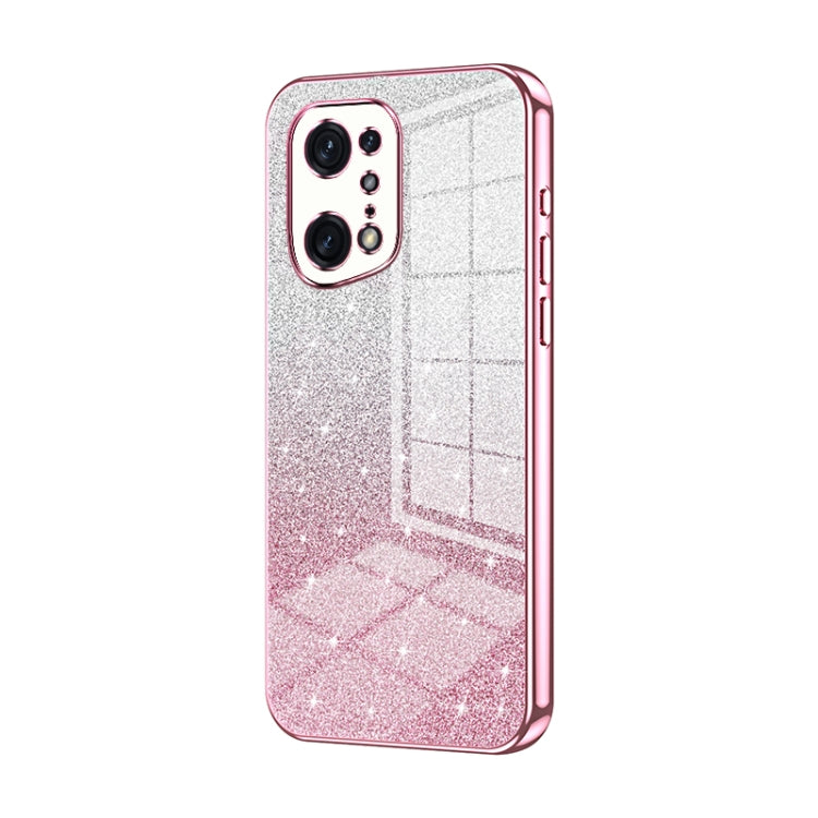 For OPPO Find X5 Pro Gradient Glitter Powder Electroplated Phone Case(Pink) - OPPO Cases by PMC Jewellery | Online Shopping South Africa | PMC Jewellery | Buy Now Pay Later Mobicred