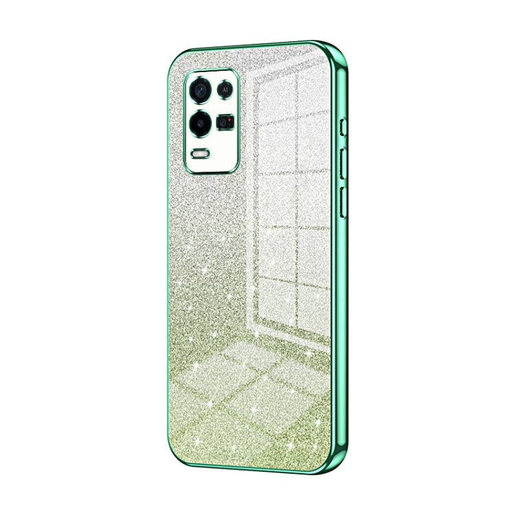 For OPPO K9x Gradient Glitter Powder Electroplated Phone Case(Green) - OPPO Cases by PMC Jewellery | Online Shopping South Africa | PMC Jewellery | Buy Now Pay Later Mobicred