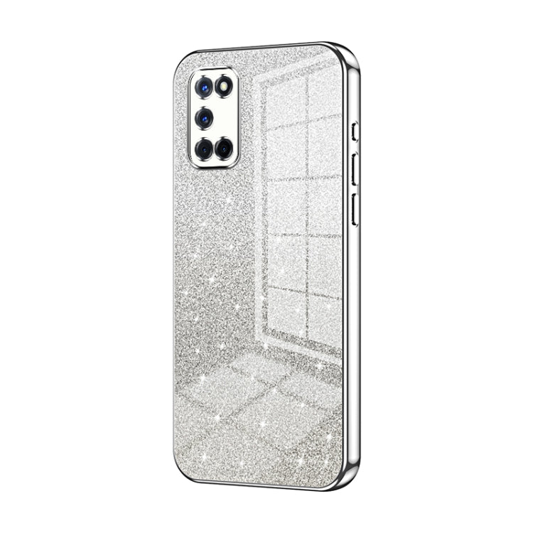 For OPPO A52 / A72 / A92 Gradient Glitter Powder Electroplated Phone Case(Silver) - OPPO Cases by PMC Jewellery | Online Shopping South Africa | PMC Jewellery | Buy Now Pay Later Mobicred