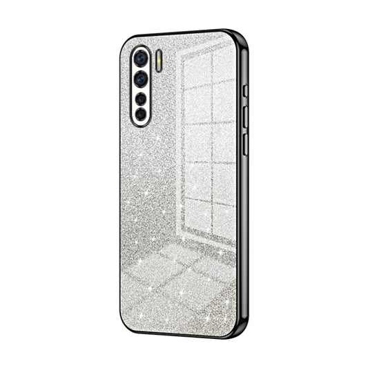 For OPPO A91 Gradient Glitter Powder Electroplated Phone Case(Black) - OPPO Cases by PMC Jewellery | Online Shopping South Africa | PMC Jewellery | Buy Now Pay Later Mobicred