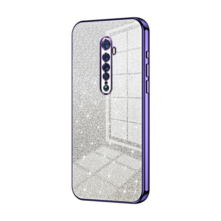 For OPPO Reno2 Gradient Glitter Powder Electroplated Phone Case(Purple) - OPPO Cases by PMC Jewellery | Online Shopping South Africa | PMC Jewellery | Buy Now Pay Later Mobicred