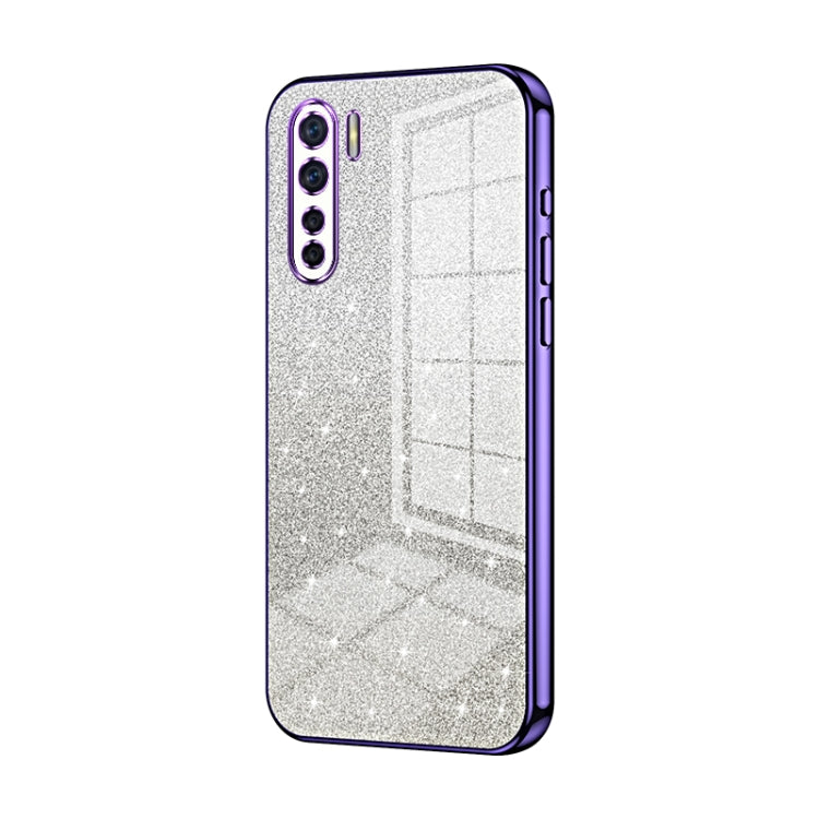 For OPPO Reno3 4G / F15 / A91 Gradient Glitter Powder Electroplated Phone Case(Purple) - OPPO Cases by PMC TechLife | Online Shopping South Africa | PMC TechLife | Buy Now Pay Later Mobicred