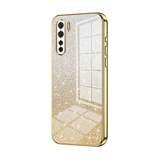 For OPPO Reno3 4G / F15 / A91 Gradient Glitter Powder Electroplated Phone Case(Gold) - OPPO Cases by PMC Jewellery | Online Shopping South Africa | PMC Jewellery | Buy Now Pay Later Mobicred