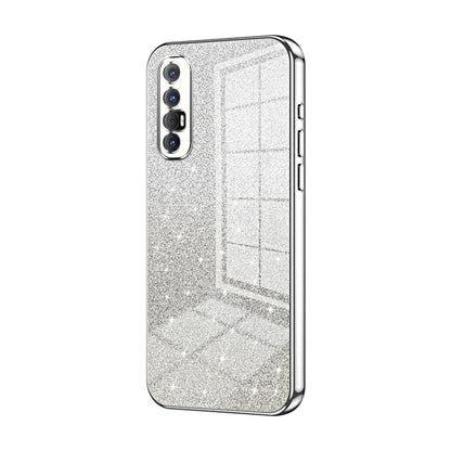 For OPPO Reno3 Pro Gradient Glitter Powder Electroplated Phone Case(Silver) - OPPO Cases by PMC Jewellery | Online Shopping South Africa | PMC Jewellery | Buy Now Pay Later Mobicred