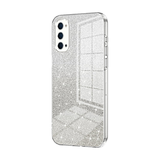 For OPPO Reno4 Gradient Glitter Powder Electroplated Phone Case(Transparent) - OPPO Cases by PMC Jewellery | Online Shopping South Africa | PMC Jewellery | Buy Now Pay Later Mobicred