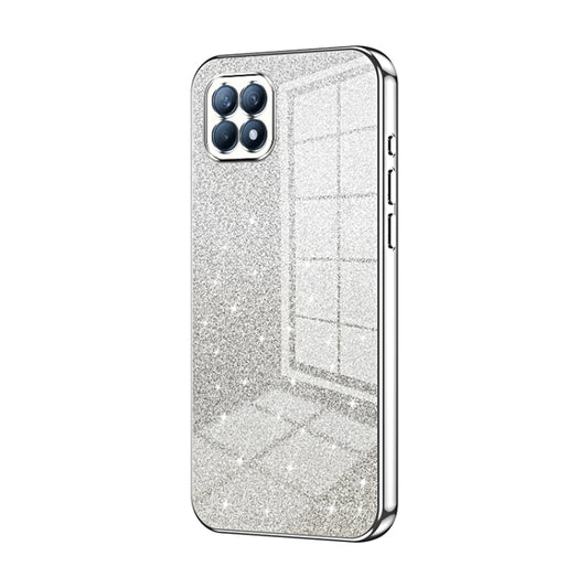 For OPPO Reno4 SE Gradient Glitter Powder Electroplated Phone Case(Silver) - OPPO Cases by PMC Jewellery | Online Shopping South Africa | PMC Jewellery | Buy Now Pay Later Mobicred