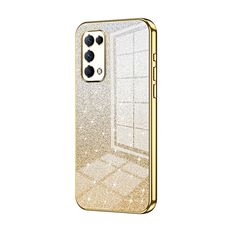 For OPPO Reno5 4G/5G / Reno5 K Gradient Glitter Powder Electroplated Phone Case(Gold) - OPPO Cases by PMC Jewellery | Online Shopping South Africa | PMC Jewellery | Buy Now Pay Later Mobicred