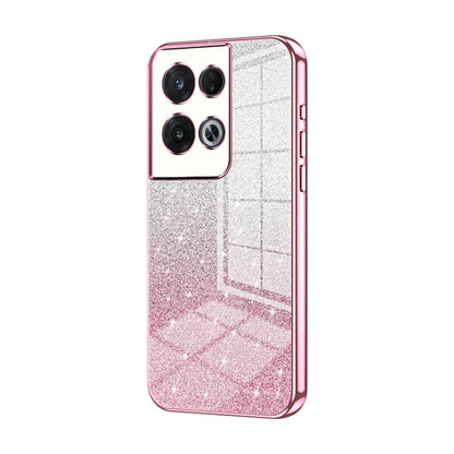 For OPPO Reno8 Pro Gradient Glitter Powder Electroplated Phone Case(Pink) - OPPO Cases by PMC Jewellery | Online Shopping South Africa | PMC Jewellery | Buy Now Pay Later Mobicred