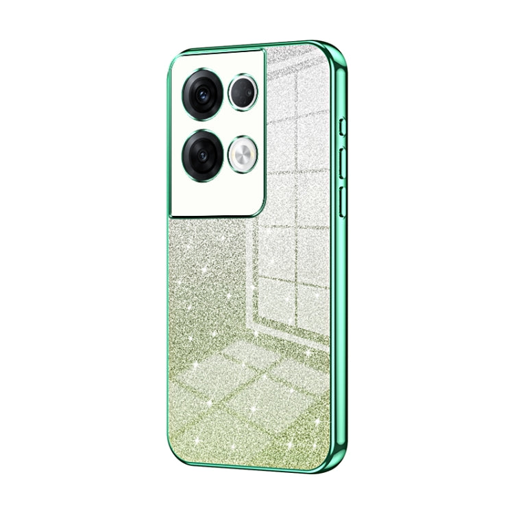 For OPPO Reno8 Pro+ Gradient Glitter Powder Electroplated Phone Case(Green) - OPPO Cases by PMC Jewellery | Online Shopping South Africa | PMC Jewellery | Buy Now Pay Later Mobicred