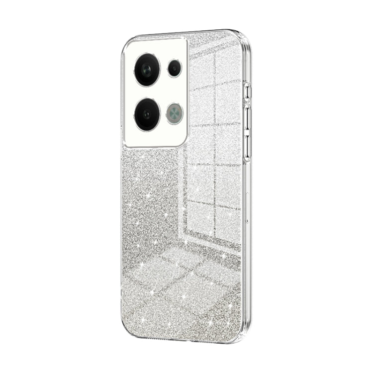 For OPPO Reno9 Pro+ Gradient Glitter Powder Electroplated Phone Case(Transparent) - OPPO Cases by PMC Jewellery | Online Shopping South Africa | PMC Jewellery | Buy Now Pay Later Mobicred