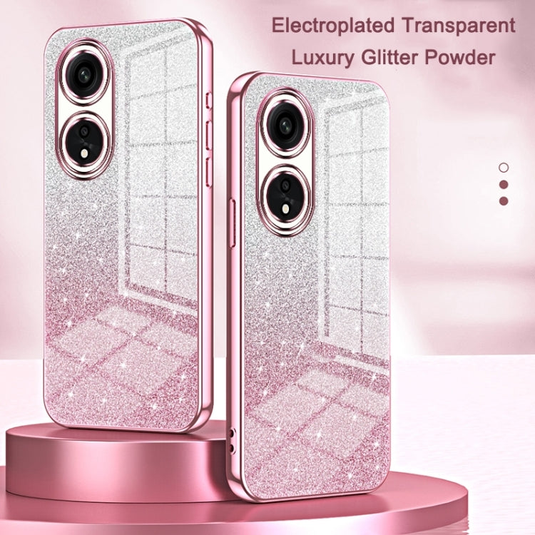 For OPPO A57 5G Gradient Glitter Powder Electroplated Phone Case(Silver) - free shipping - PMC TechLife - Order now!