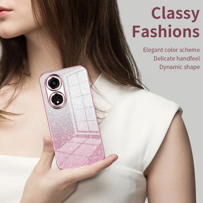 For OPPO Reno7 5G Gradient Glitter Powder Electroplated Phone Case(Transparent) - OPPO Cases by PMC Jewellery | Online Shopping South Africa | PMC Jewellery | Buy Now Pay Later Mobicred