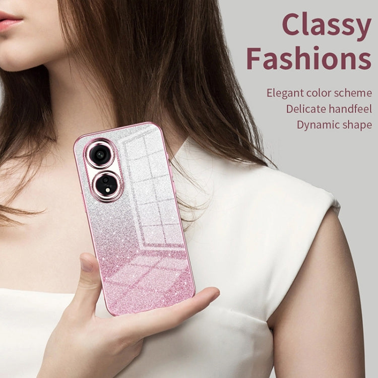 For OPPO A57 5G Gradient Glitter Powder Electroplated Phone Case(Silver) - free shipping - PMC TechLife - Order now!