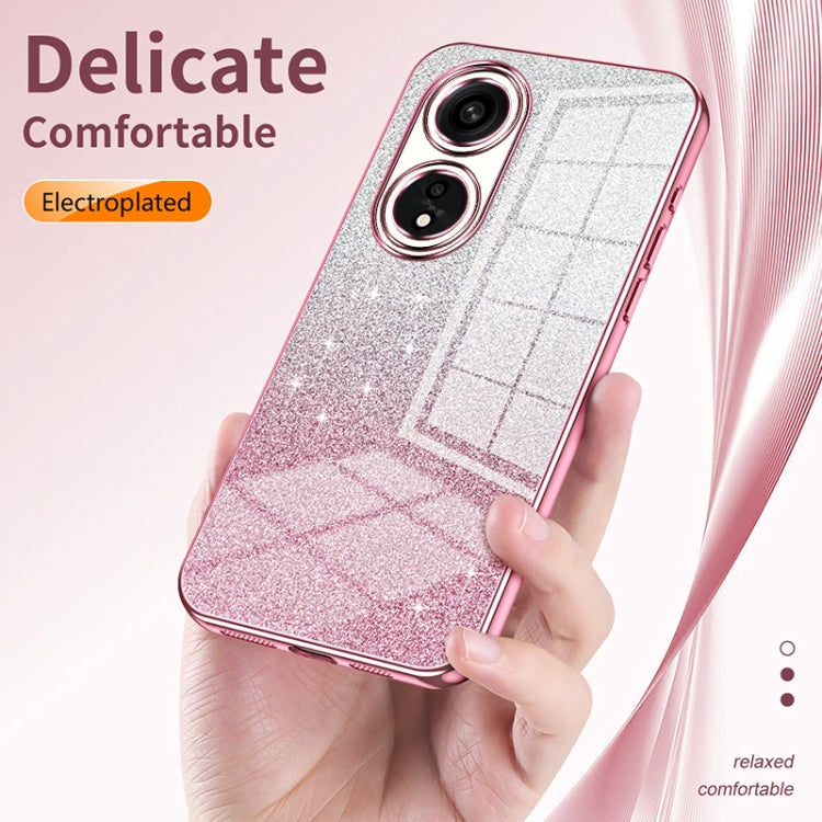 For OPPO A36 / A76 / A96 4G Global Gradient Glitter Powder Electroplated Phone Case(Silver) - OPPO Cases by PMC Jewellery | Online Shopping South Africa | PMC Jewellery | Buy Now Pay Later Mobicred