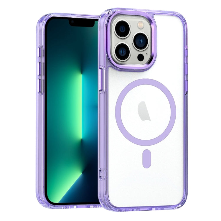 For iPhone 13 Pro Max MagSafe Magnetic Clear Phone Case(Purple) - iPhone 13 Pro Max Cases by PMC Jewellery | Online Shopping South Africa | PMC Jewellery