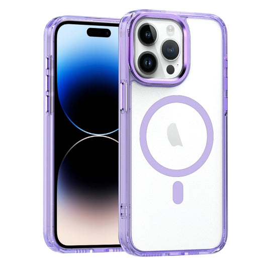 For iPhone 14 Pro MagSafe Magnetic Clear Phone Case(Purple) - iPhone 14 Pro Cases by PMC Jewellery | Online Shopping South Africa | PMC Jewellery