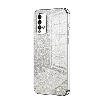 For Xiaomi Redmi Note 9 4G Gradient Glitter Powder Electroplated Phone Case(Silver) - Xiaomi Cases by PMC Jewellery | Online Shopping South Africa | PMC Jewellery | Buy Now Pay Later Mobicred