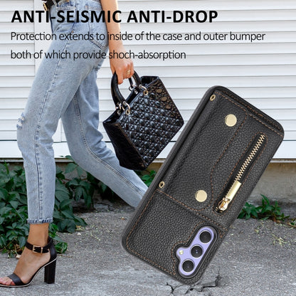 For Samsung Galaxy S24 DF-09 Crossbody Litchi texture Card Bag Design PU Phone Case(Black) - Galaxy S24 5G Cases by PMC Jewellery | Online Shopping South Africa | PMC Jewellery | Buy Now Pay Later Mobicred