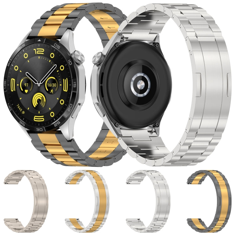 For Huawei Watch GT4 / GT3 / GT2 / GT 46mm Three Strains HW Buckle Metal Watch Band(Silver) - Watch Bands by PMC TechLife | Online Shopping South Africa | PMC TechLife