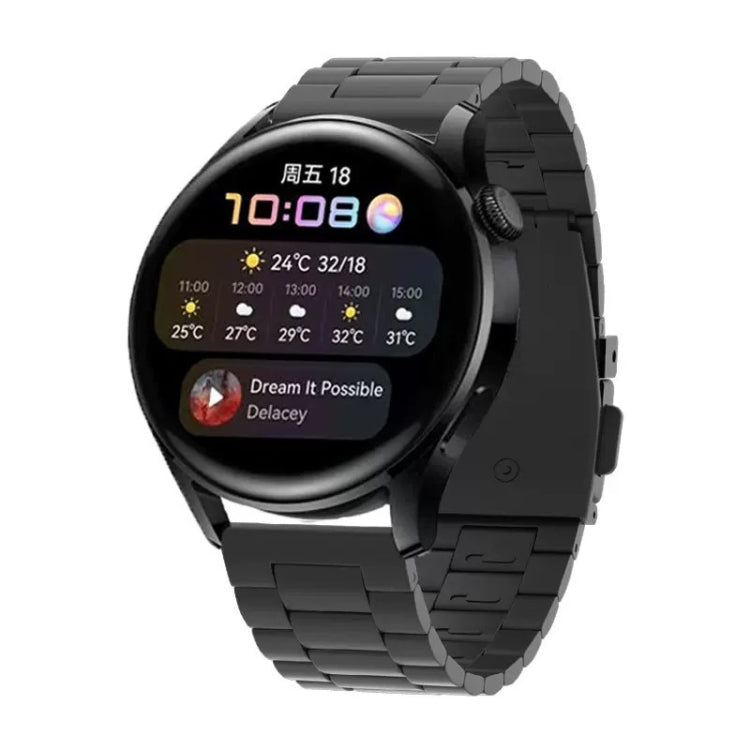 For Huawei Watch GT4 / GT3 / GT2 46mm Three Strains Flat Buckle Titanium Steel Watch Band(Black) - Watch Bands by PMC TechLife | Online Shopping South Africa | PMC TechLife