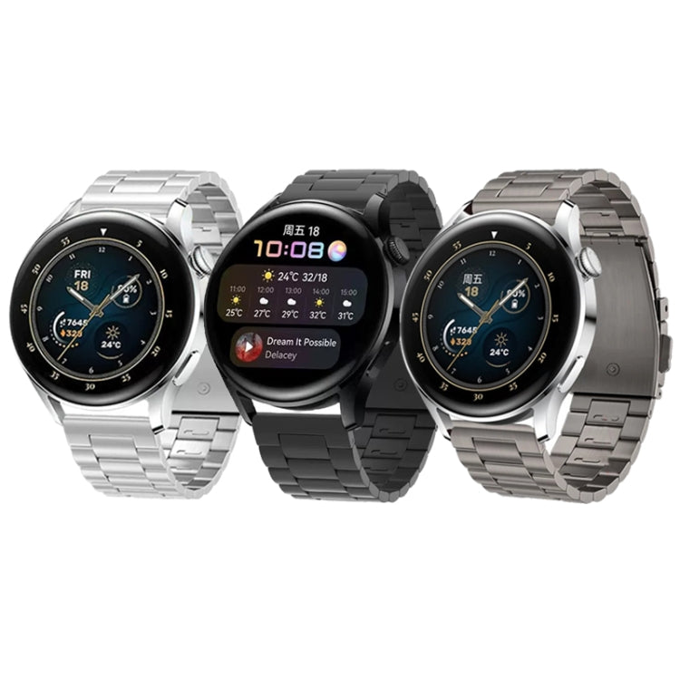 For Huawei Watch GT4 / GT3 / GT2 46mm Three Strains Flat Buckle Titanium Steel Watch Band(Black) - Watch Bands by PMC TechLife | Online Shopping South Africa | PMC TechLife