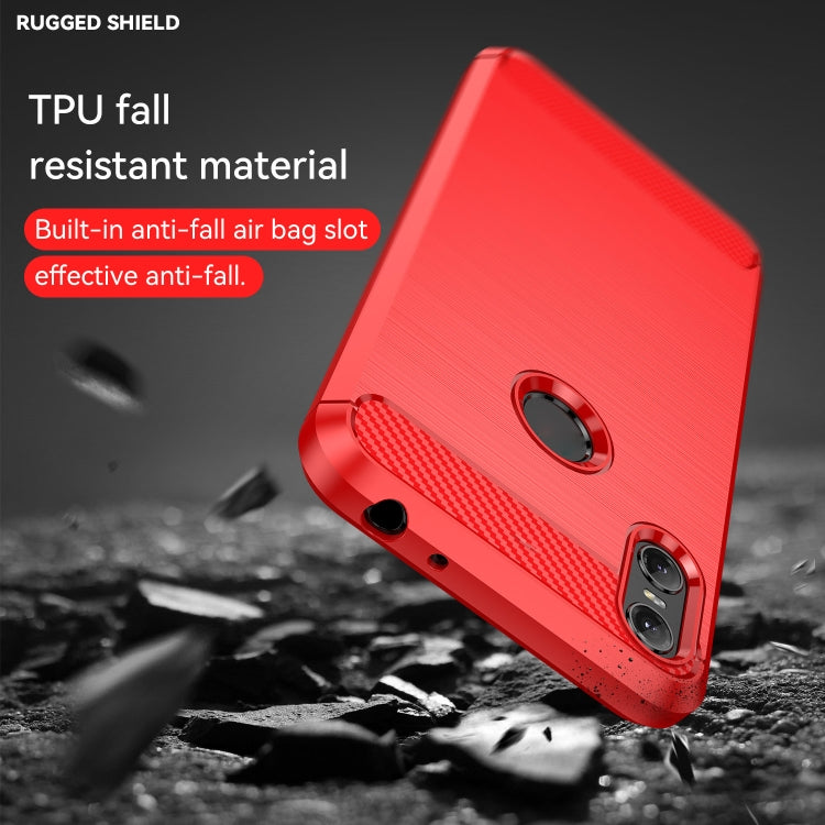 For Motorola Moto One Carbon Fiber Brushed Texture TPU Phone Case(Red) - free shipping - PMC TechLife - Order now!