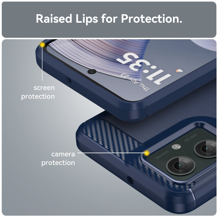 For Motorola Moto G55 5G Carbon Fiber Brushed Texture TPU Phone Case(Blue) - free shipping - PMC TechLife - Order now!