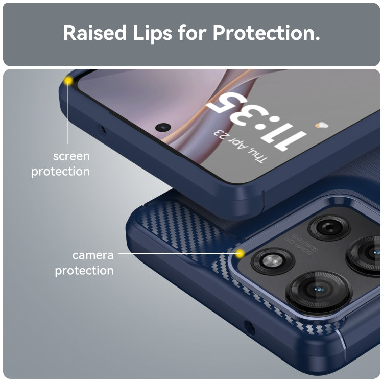 For Motorola Moto G75 5G Carbon Fiber Brushed Texture TPU Phone Case(Blue) - free shipping - PMC TechLife - Order now!