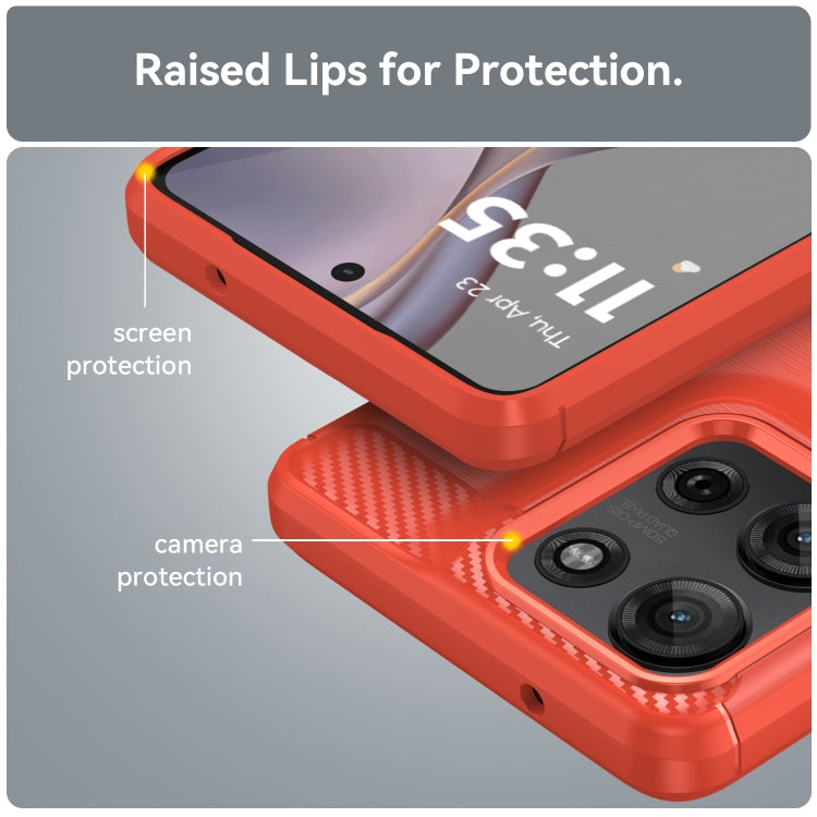 For Motorola Moto G75 5G Carbon Fiber Brushed Texture TPU Phone Case(Red) - free shipping - PMC TechLife - Order now!
