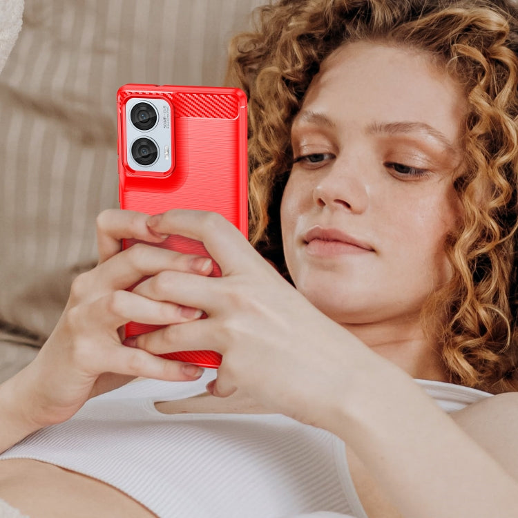 For Motorola Moto G85 Carbon Fiber Brushed Texture TPU Phone Case(Red) - free shipping - PMC TechLife - Order now!