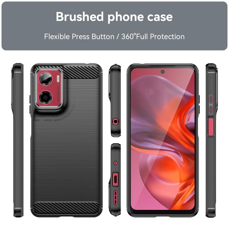For Motorola Moto E15 Carbon Fiber Brushed Texture TPU Phone Case(Black) - free shipping - PMC TechLife - Order now!