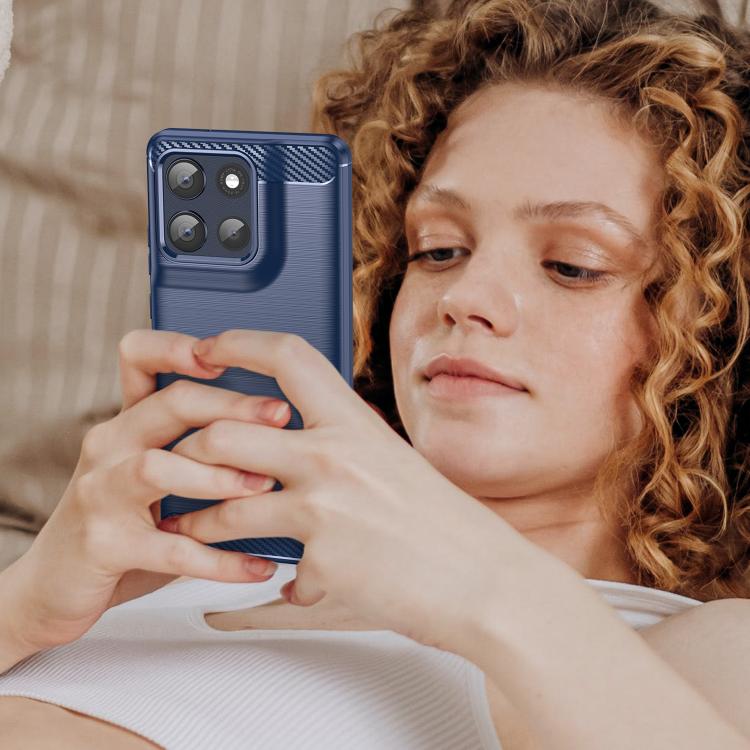 For Motorola Moto G86 5G Carbon Fiber Brushed Texture TPU Phone Case(Blue) - free shipping - PMC TechLife - Order now!