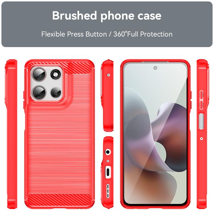 For Motorola Moto G66j 5G Carbon Fiber Brushed Texture TPU Phone Case(Red) - free shipping - PMC TechLife - Order now!