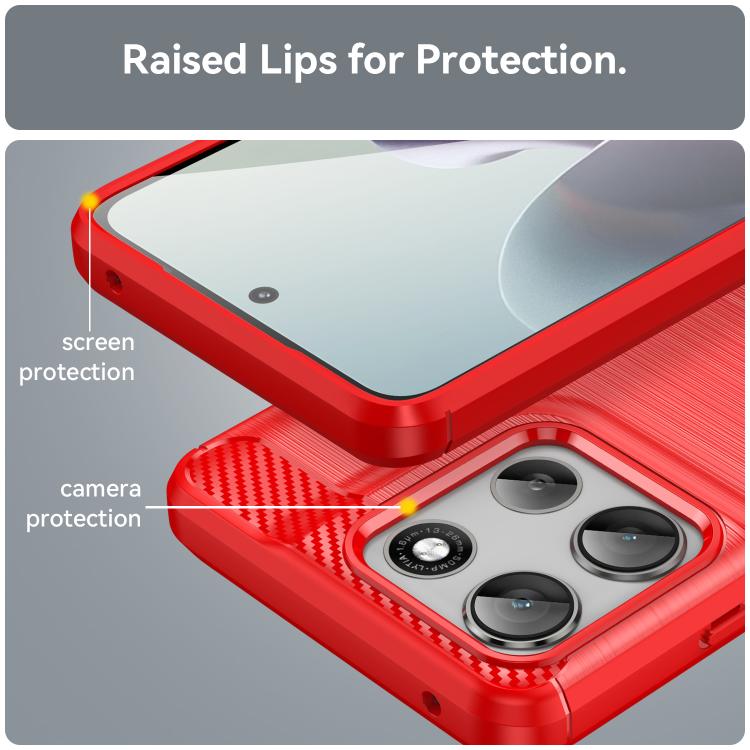 For Motorola Moto G66j 5G Carbon Fiber Brushed Texture TPU Phone Case(Red) - free shipping - PMC TechLife - Order now!