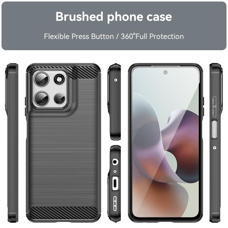 For Motorola Moto G66y 5G Carbon Fiber Brushed Texture TPU Phone Case(Black) - free shipping - PMC TechLife - Order now!