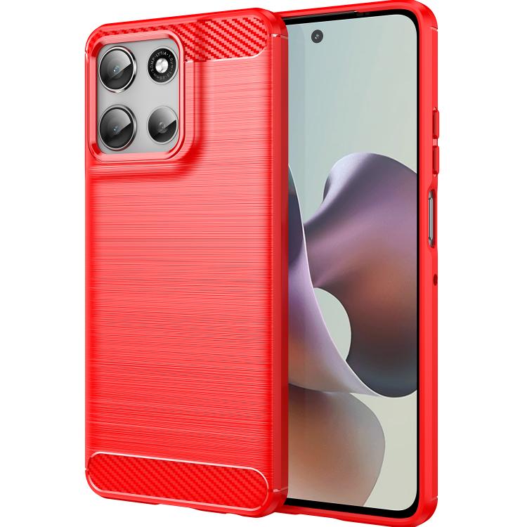 For Motorola Moto G66y 5G Carbon Fiber Brushed Texture TPU Phone Case(Red) - free shipping - PMC TechLife - Order now!