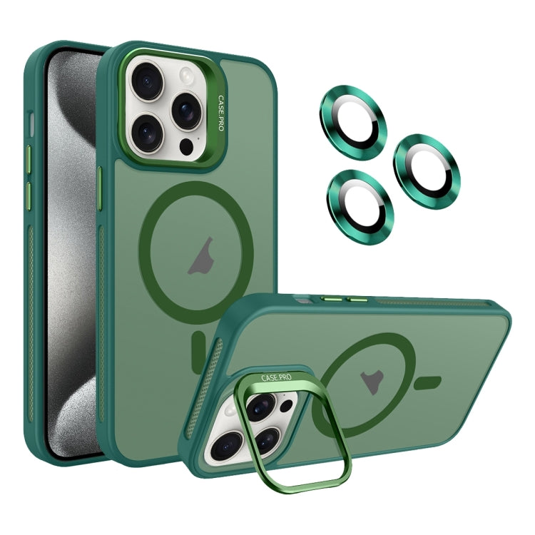 For iPhone 15 Pro Invisible Lens Holder MagSafe Phone Case(Army Green) - iPhone 15 Pro Cases by PMC Jewellery | Online Shopping South Africa | PMC Jewellery