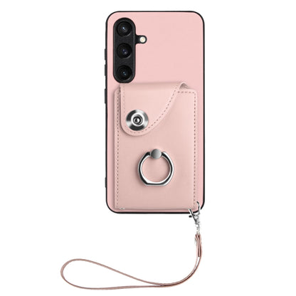 For Samsung Galaxy S24+ 5G Organ Card Bag Ring Holder PU Phone Case with Lanyard(Pink) - Galaxy S24+ 5G Cases by PMC Jewellery | Online Shopping South Africa | PMC Jewellery