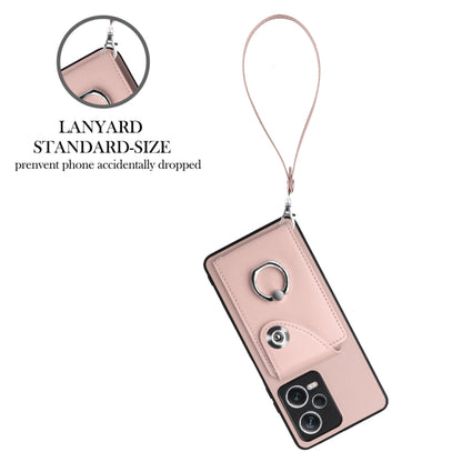 For Xiaomi Redmi Note 12 Pro 5G Global Organ Card Bag Ring Holder PU Phone Case with Lanyard(Pink) - Xiaomi Cases by PMC Jewellery | Online Shopping South Africa | PMC Jewellery | Buy Now Pay Later Mobicred