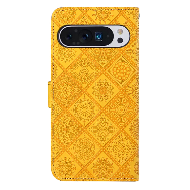 For Google Pixel 9 Pro XL Ethnic Style Embossed Pattern Leather Phone Case(Yellow) - Google Cases by PMC Jewellery | Online Shopping South Africa | PMC Jewellery | Buy Now Pay Later Mobicred