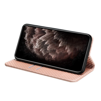 For Xiaomi Redmi 13C Carbon Fiber Texture Flip Holder Leather Phone Case(Rose Gold) - 13C Cases by PMC Jewellery | Online Shopping South Africa | PMC Jewellery | Buy Now Pay Later Mobicred