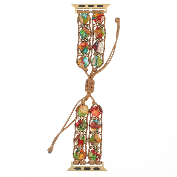 For Apple Watch SE 2022 44mm Hexagonal Stones Drawstring Chain Watch Band(Colorful) - Watch Bands by PMC TechLife | Online Shopping South Africa | PMC TechLife